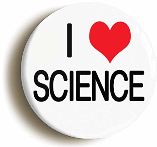 Book Cover I Heart Love Science Button Pin (Size is 1inch Diameter) Geek Chic
