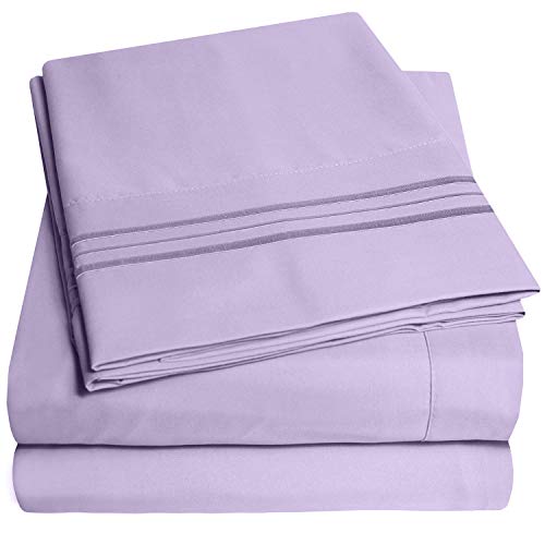 Book Cover 1500 Supreme Collection Bed Sheet Set - Extra Soft, Elastic Corner Straps, Deep Pockets, Wrinkle & Fade Resistant Sheets Set, Luxury Hotel Bedding, Full, Lavender