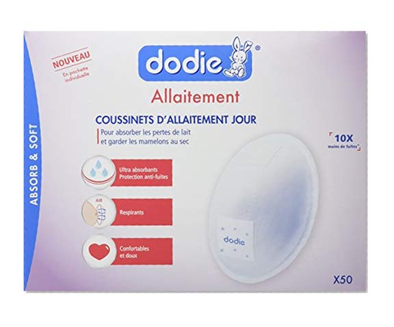 Dodie- Coussinets d'allaitement Jour en pochette individuelle- Boîte de 50