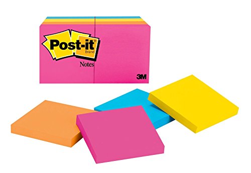 Book Cover Post-it Notes, Americaâ€™s #1 Favorite Sticky Note, 3 x 3 Inches Neon Collection Notes, 8 Pads/Pack (654-8AN)
