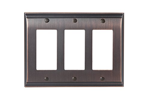 Amerock | Wall Plate | Oil Rubbed Bronze | 3 Rocker Switch Plate Cover | Candler | 1 Pack | Decora Wall Plate | Light Switch Cover