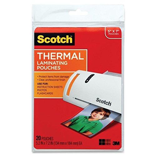 Book Cover Scotch Thermal Laminating Pouches, 5 Inches x 7 Inches, 20 Pouches, 4-PACK