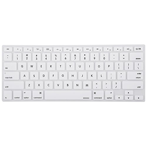 MOSISO Silicone Keyboard Cover Compatible MacBook Pro 13/15 Inch (with/Without Retina Display, 2015 or Older Version), Older MacBook Air 13 Inch (A1466 / A1369, Release 2010-2017), White