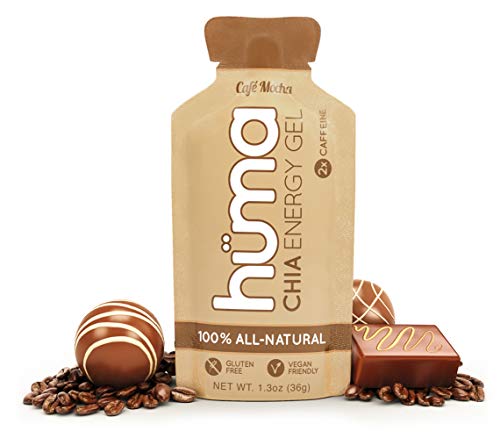 Huma Chia Energy Gel, Café Mocha, 24 Gels, 2X Caffeine - Premier Sports Nutrition for Endurance Exercise