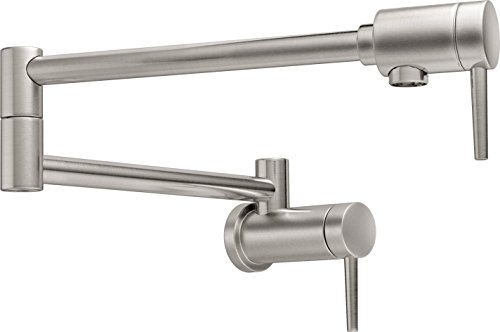Delta Faucet Contemporary Stainless Steel Pot Filler Faucet Brushed Nickel, Delta Pot Filler, Pot Filler Faucet Wall Mount, Potfiller, Brass Construction, Stainless 1165LF-SS
