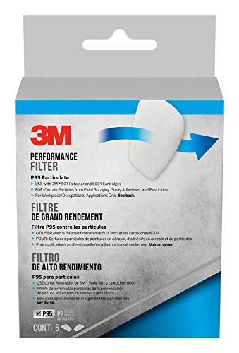 3M Performance Filter, P95 Particulate, NIOSH-APPROVED, Replacement Filters Easy To Install, 6 Pack