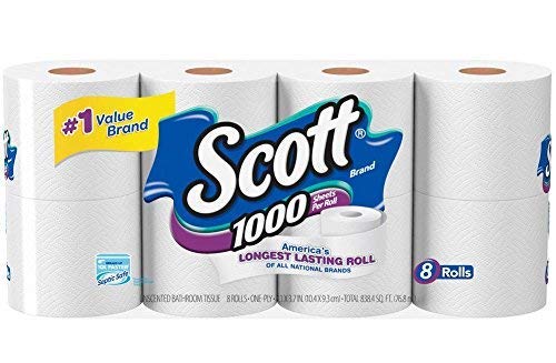 Book Cover Scott 1000 Sheets Per Roll, 8 Toilet Paper Rolls, Bath Tissue