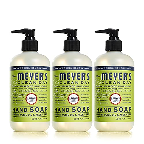 Book Cover Mrs. Meyer's Clean Day Liquid Hand Soap, Cruelty Free and Biodegradable Hand Wash Formula Made with Essential Oils, Lemon Verbena Scent, 12.5 oz - Pack of 3