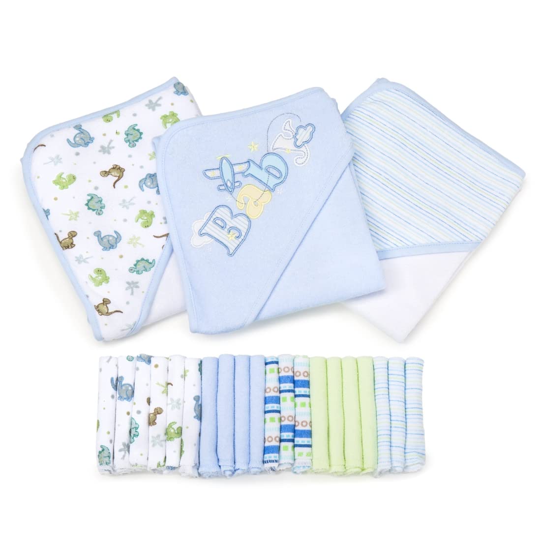 Book Cover Spasilk Bath Hooded Towels & Washcloths Set for Babies, 23-Piece Gift Set, Blue