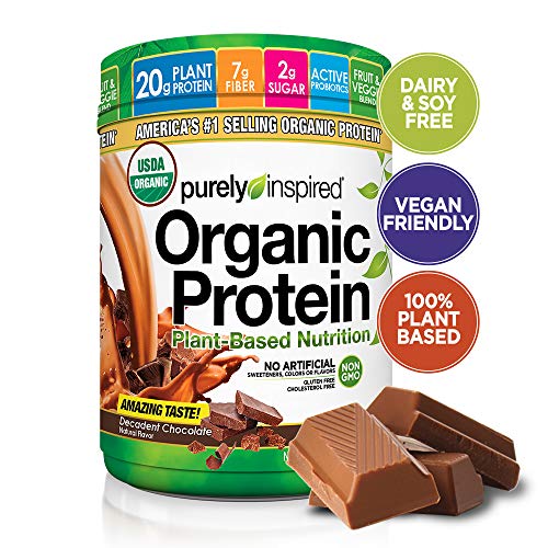 Book Cover Purely Inspired Organic Protein Shake Powder, 100% Plant Based with Pea & Brown Rice Protein (Non-GMO, Gluten Free, Vegan Friendly), Decadent Chocolate, 1.5lbs