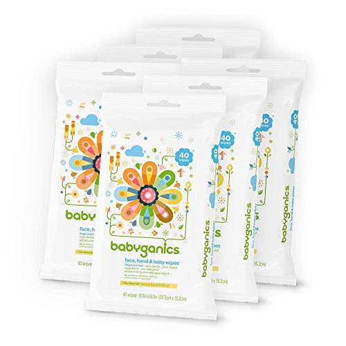 Book Cover Babyganics Face, Hand & Baby Wipes, Fragrance Free, 240 Count (Contains Six 40-Count Packs)