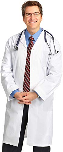 Utopia Professional Lab Coat for Men - Laboratory Coat Kick Pleat, White (Small)