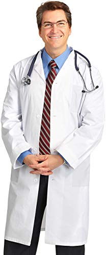 Utopia Professional Lab Coat for Men - Laboratory CoatKick Pleat, White (White, Medium)