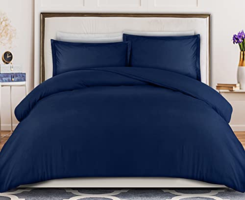 Book Cover 3 Piece Duvet Cover Set (King, Navy Blue), 1 Duvet Cover plus 2 Pillow Shams - Luxury Soft Hotel Quality Wrinkle, Fade and Stain Resistant- by Utopia Bedding
