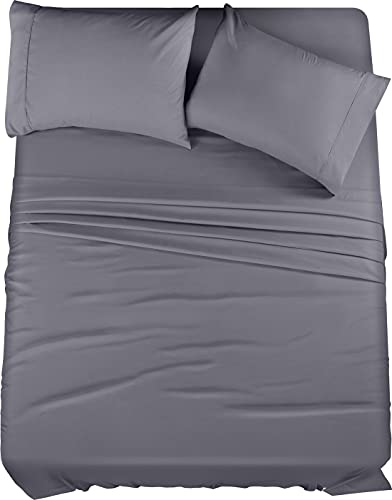 Book Cover Utopia Bedding Queen Bed Sheets Set - 4 Piece Bedding - Brushed Microfiber - Shrinkage and Fade Resistant - Easy Care (Queen, Grey)