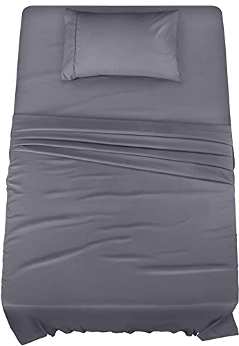 Book Cover Utopia Bedding Soft Brushed Microfiber Wrinkle Fade and Stain Resistant 3-Piece Twin Bed Sheet Set - Grey