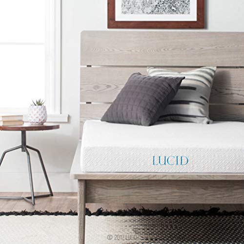 Book Cover LUCID 5 Inch Gel Memory Foam Dual-Layered-CertiPUR-US Certified-Firm Feel Mattress, Queen, White
