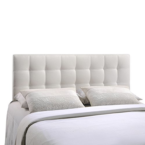 Book Cover Modway Lily Tufted Faux Leather Upholstered King Headboard in White
