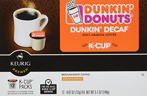 Dunkin Donuts K-cups Decaf - Box of 12 Kcups for Use in Keurig Coffee Brewers 5.1oz