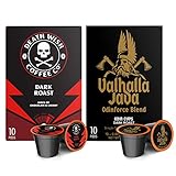 20 Count Death Wish Coffee and Valhalla Java Single Serve Bundle for Keurig K-Cup Brewers, Fair Trade and USDA Certified Organic - 10 Capsules of Each