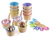 Estilo EST0124 Vibrant Colors Ice Cream Dessert Bowls and Spoons, Set of 12, Assorted
