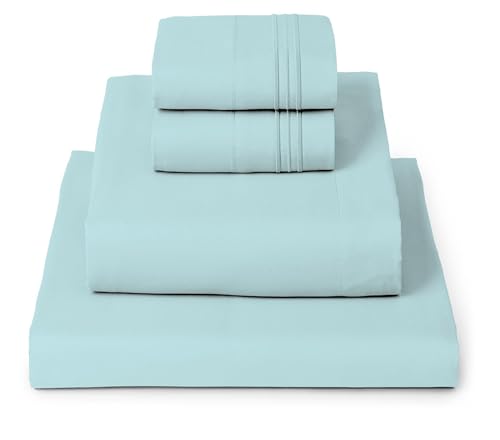 Mellanni Full Size Sheet Set - 4 PC Iconic Collection Bedding Sheets & Pillowcases - Luxury, Extra Soft, Cooling Bed Sheets - Deep Pocket up to 16" - Wrinkle, Fade, Stain Resistant (Full, Baby Blue) Full Baby Blue