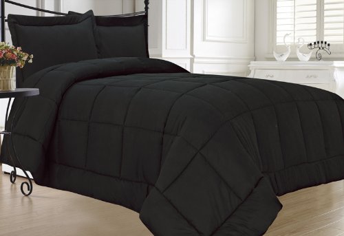 Book Cover KingLinen Black Down Alternative Comforter Set Extra Long Twin XL