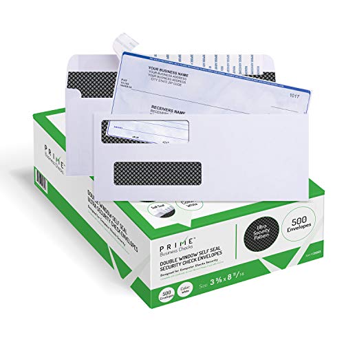 Book Cover 500 Self Seal QuickBooks Double Window Security Check Envelopes - for Business Laser Checks, Ultra Security Tinted, Self Adhesive Peel & Seal White, Size 3 5/8 x 8 11/16-24lb NOT for INVOICES