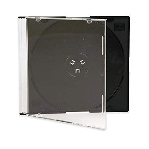 Book Cover Maxtek Ultra Thin 5.2mm Slim Clear CD Jewel Case with Built in Black Tray, 100 Pack.