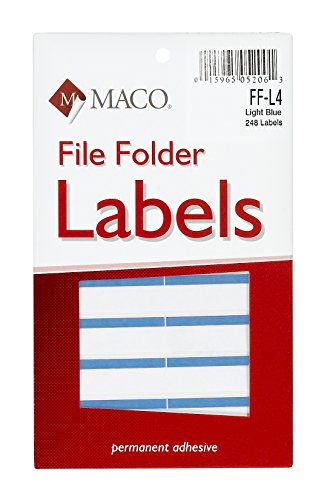 MACO Light Blue File Folder Labels, 9/16 x 3-7/16 Inches, 248 Per Box (FF-L4)