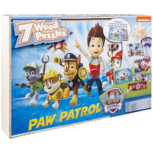 Paw Patrol 7 Wood Puzzles in Wooden Storage Box (Styles Will Vary)