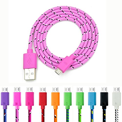Micro USB Charger, Eversame 10-Pack Colorful 3Ft 1M Nylon Braided USB 2.0 A Male to Micro B Data Sync and Charging Cable Cord for Android Phones, Samsung Galaxy S6 Edge Plus/Note 5, HTC, LG and More