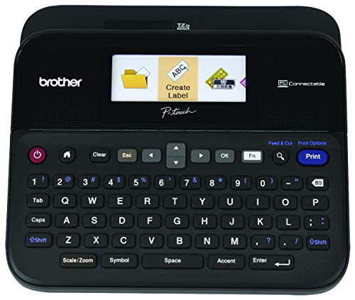 Brother P-touch Label Maker, PC-Connectable Labeler, PTD600, Color Display, High-Resolution PC Printing, Black, Black/gray