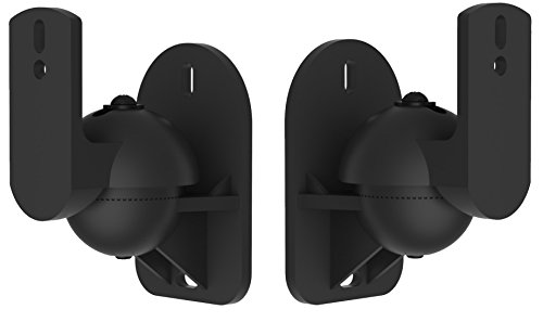 VonHaus Black Universal Wall Mount Speaker Brackets x 2 | 7.7lb Weight Capacity | Swivel & Tilt