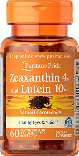 Puritans Pride Zeaxanthin 4mg with Lutein 10mg Softgels, 60 Count