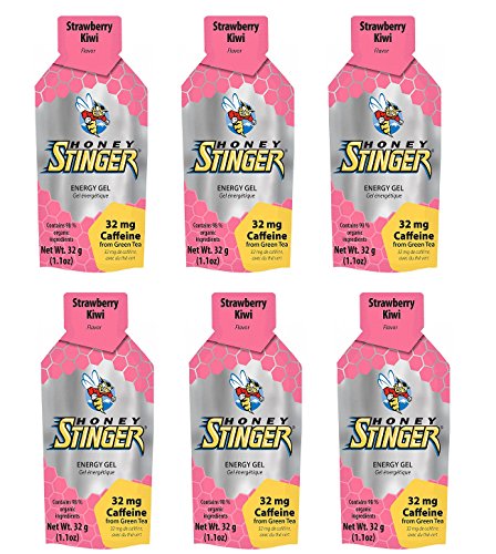 Honey Stinger Organic Energy Gel - Strawberry Kiwi Caffeinated (6 x 1.1oz Packs)