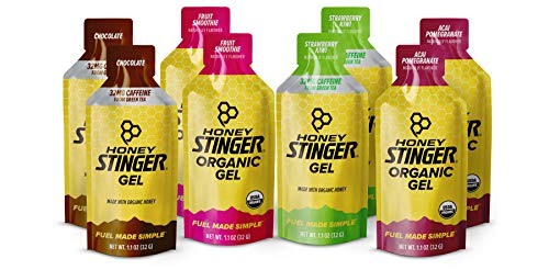 Honey Stinger Organic Energy Gels - Variety Pack - 8 Count - 2 of Each Flavor - Energy Source for Any Activity -Acai & Pomegranate, Strawberry Kiwi, Chocolate & Fruit Smoothie