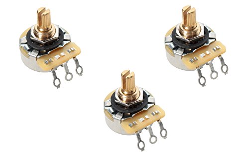 Lot of 3 (3X) CTS 450G Series 250K Vintage-style Short Split Shaft Audio Taper Potentiometers for Stratocaster