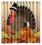 thanksgiving turkey with pumpkin Waterproof Bathroom Fabric Shower Curtain,Bathroom decor 66" x 72"