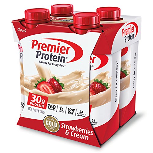 Book Cover Premier Protein 30g Protein Shakes, Strawberries & Cream 11 Fluid Ounces (Pack of 4)