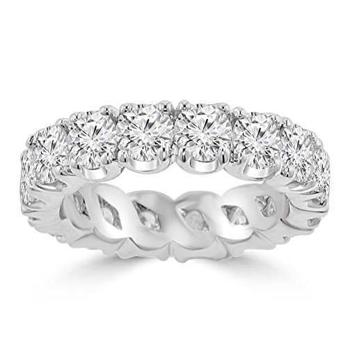 Madina Jewelry 4.00 ct Ladies Round Cut Diamond Eternity Wedding Band Ring in 14 kt White Gold in Size 15.5