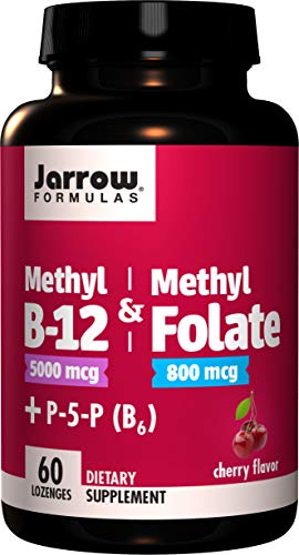 Jarrow Formulas Methyl B-12 & Methylfolate + P5P (B6) Lozenges, Cherry, 60 Count