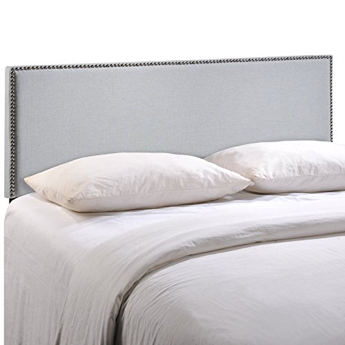 Book Cover Modway Region Linen Fabric Upholstered Full Headboard in Gray with Nailhead Trim