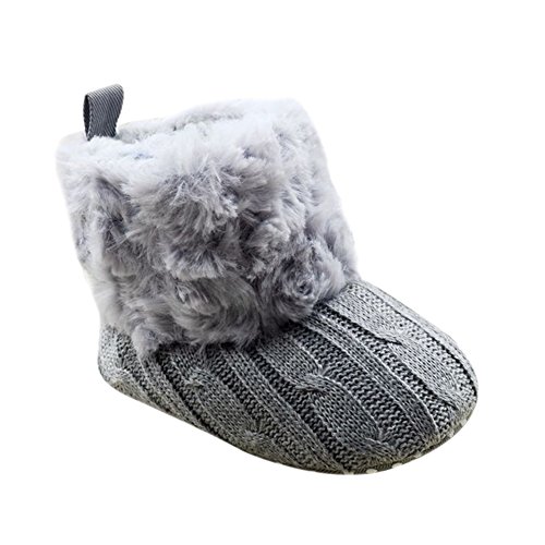 Weixinbuy Baby Girls Knit Soft Fur Winter Warm Snow Boots Crib Shoes Gray Size: 0-6 Months Infant