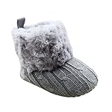 Weixinbuy Baby Girls Knit Soft Fur Winter Warm Snow Boots Crib Shoes