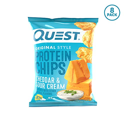 Book Cover Quest Nutrition Cheddar & Sour Cream Protein Chips, Low Carb, Gluten Free, Potato Free, Baked, 8 Count