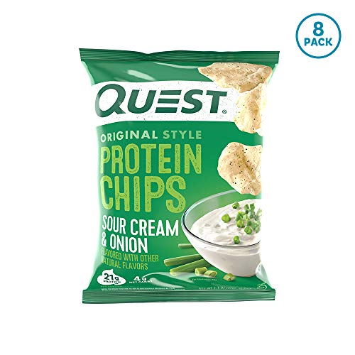 Book Cover Quest Nutrition Sour Cream & Onion Protein Chips, Low Carb, Gluten Free, Potato Free, Baked, 8 Count