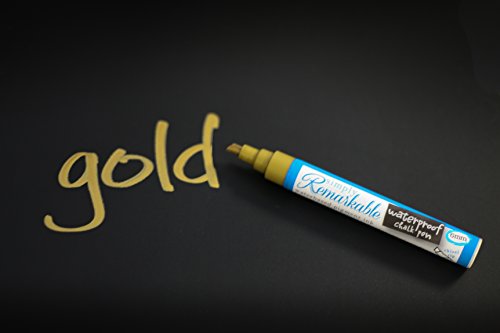 Simply Remarkable Waterproof Chalk Pen to Write or Draw Custom Labels, Tags and More, Gold Liquid Chalk Marker, 2mm Fine Tip