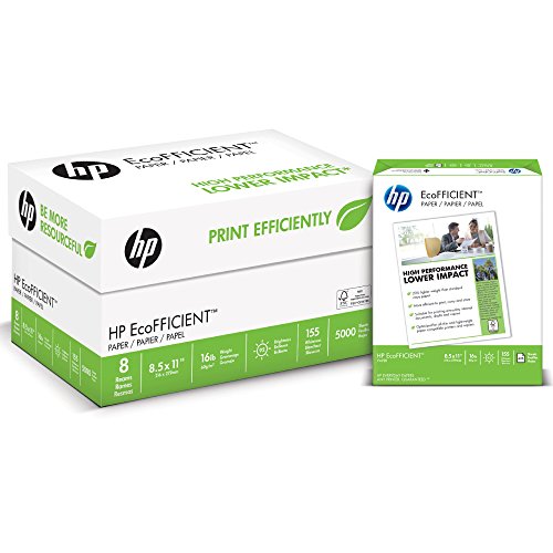 HP Printer Paper | 8.5 x 11 Paper | EcoFFICIENT 16 lb | 8 Ream Case - 5000 Sheets | 92 Bright | Made in USA - FSC Certified | 216000C