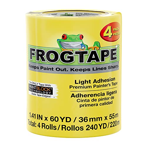 Book Cover FrogTape Delicate Surface Painter's Tape With PaintBlock, 1.41 Inch x 60 Yards, 4-Pack (240662) , YELLOW